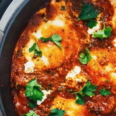 Spicy Eggs and Potatoes in a pot.