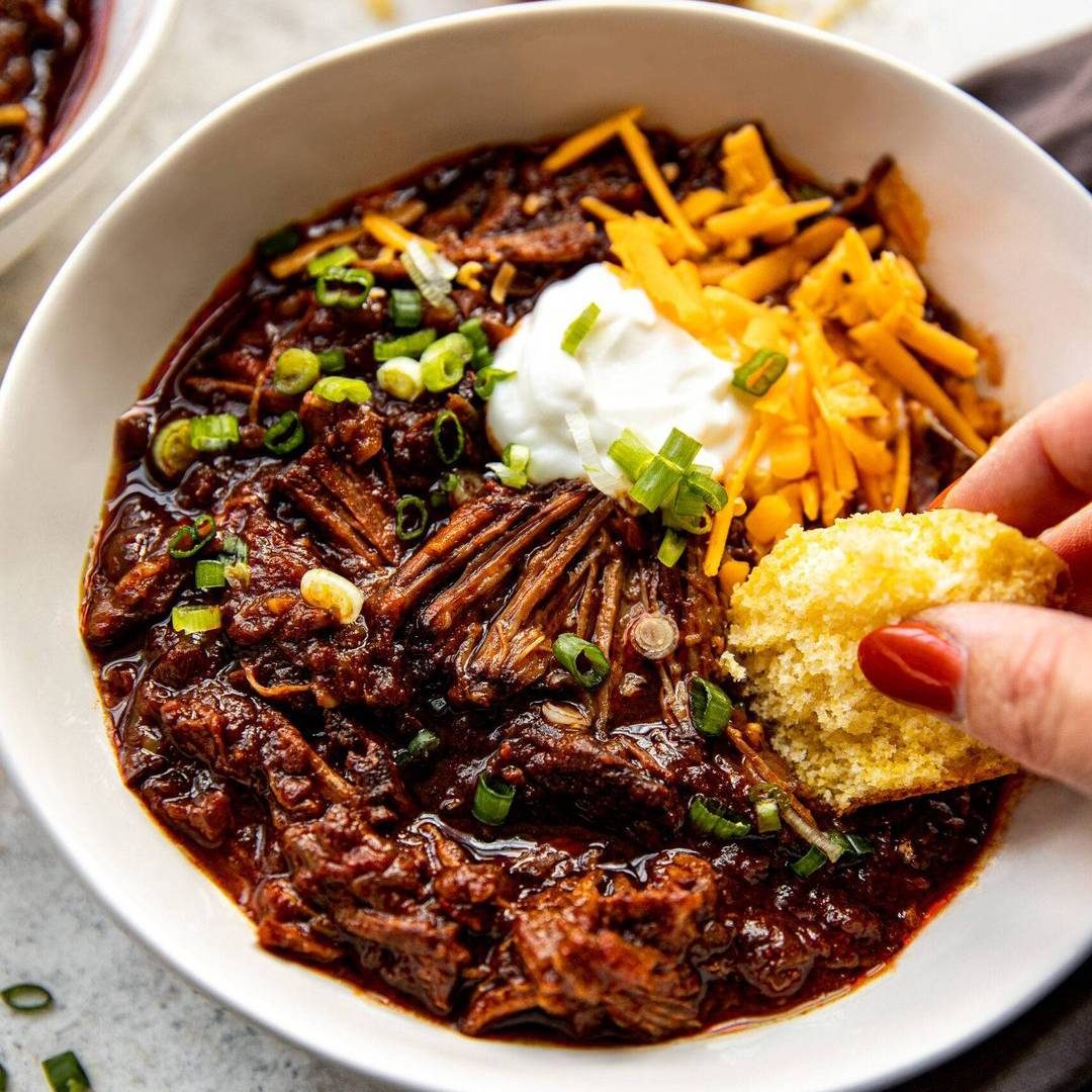 Texas-style chili in a bowl.