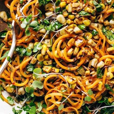 Chipotle Sweet Potato Noodle Salad in a serving bowl.