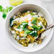 A picture of Roasted Tomatillo Chicken and Rice Bowls